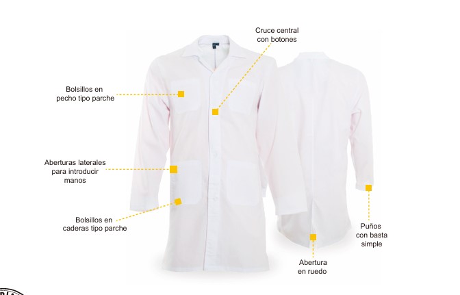 Delantal (Mujer) /Cotona (Hombre) Blanco - Imagen 3